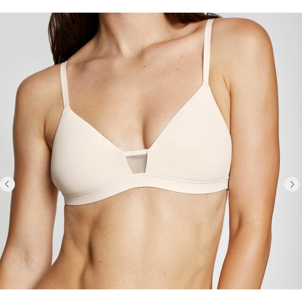 Pepper Wirefree Bra Womens M Beige Mesh Bralette